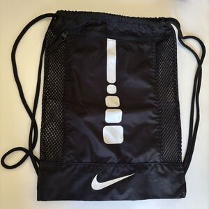Nike Unisex Hoops Elite Basketball Gym Sack Drawstring Bag Black & White